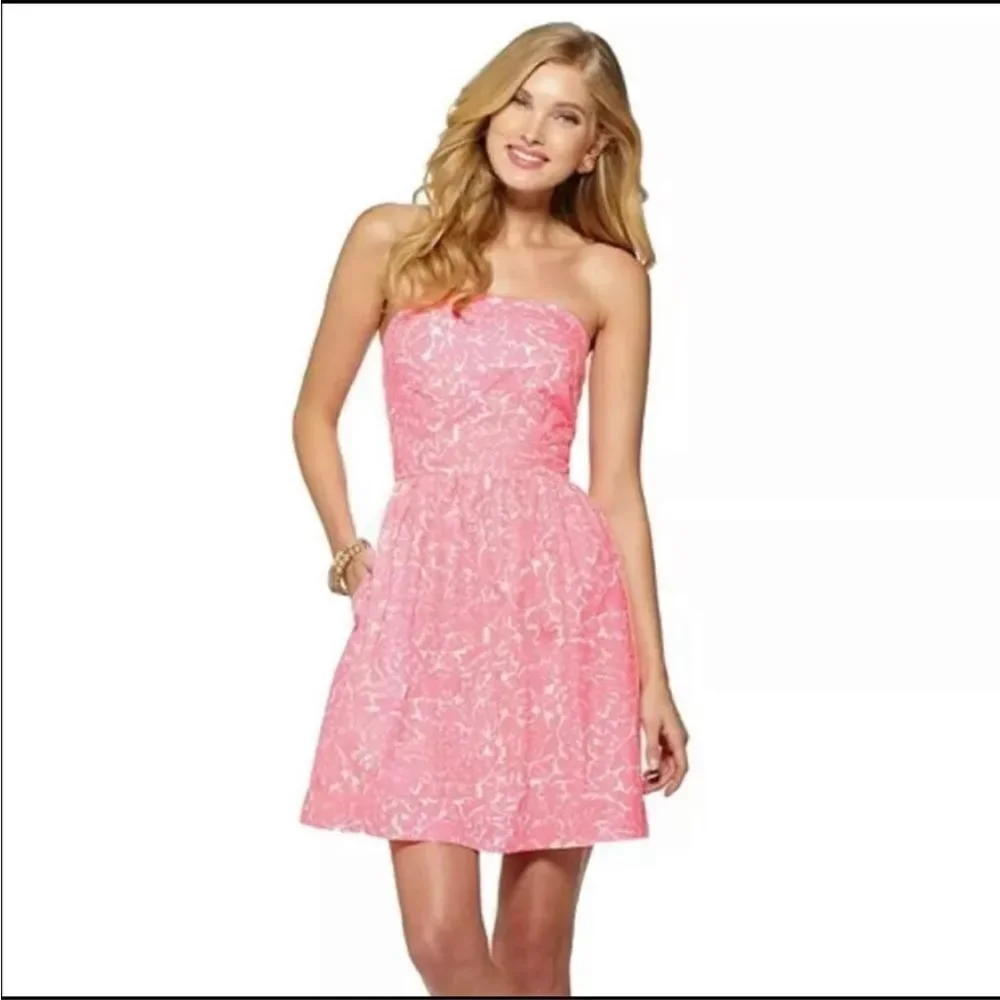 LILLY PULITZER | Chandie Cosmic Pink Strapless Fit & Flare Dress Women’s Size S - Picture 1 of 11
